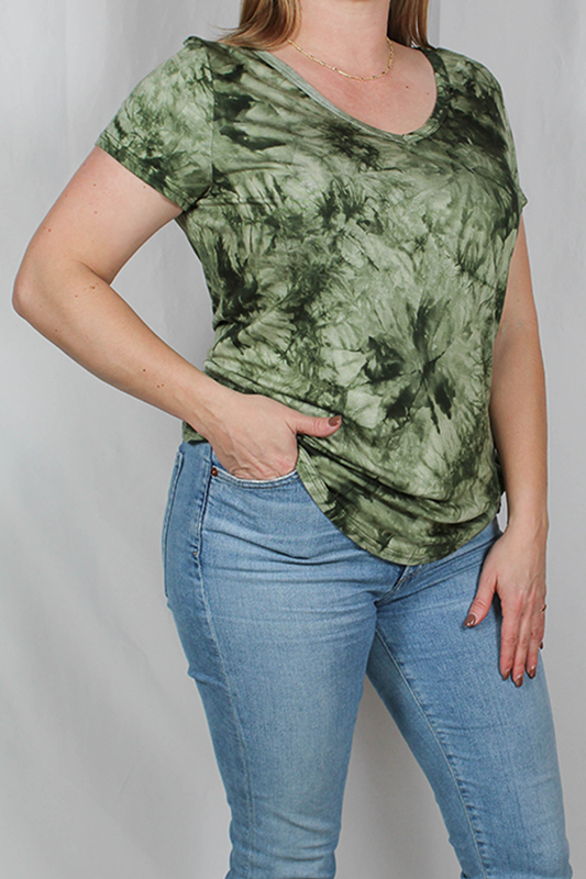 M4427AF91-O - Olive - Ring Back Tye Dye Top A719 - Pack