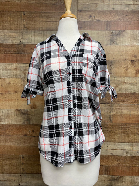 MN35450-B - Black Combo 6A - Plaid Short Sleeve Tie Front Shirt A836 - Pack